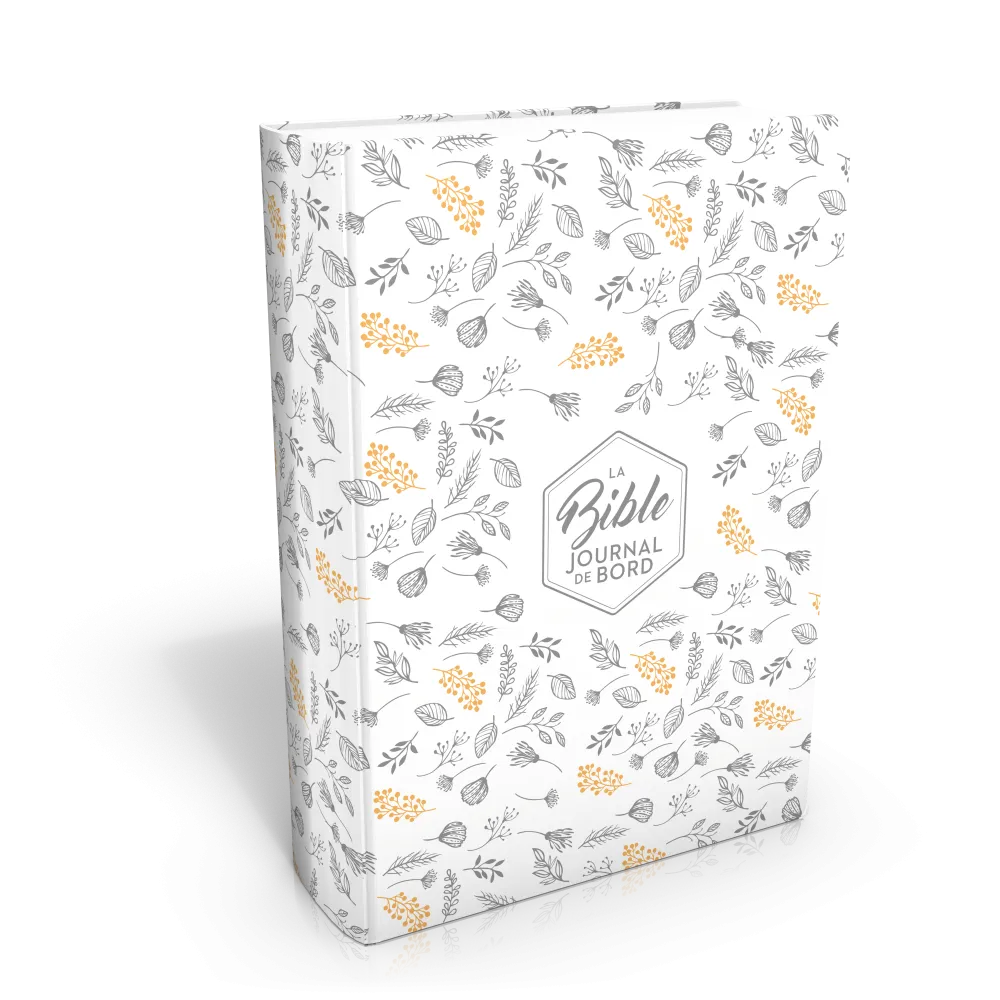 BIBLE SEGOND 21 JOURNAL DE BORD SOUPLE TOILEE BLANC MOTIFS DORES
