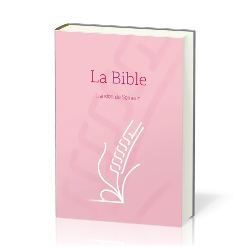BIBLE SEMEUR RIGIDE ROSE TRANCHE BLANCHE