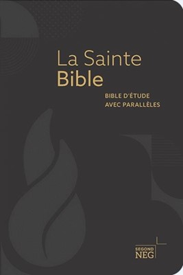 BIBLE NEG AVEC PARALLELES, RELIE SOUPLE, FIBRO CUIR NOIR, ONGLETS, TRANCHE OR