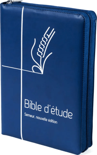 BIBLE SEMEUR 2015 ETUDE SOUPLE BLEU TRANCHE BLANCHE FERMETURE A GLICIERE