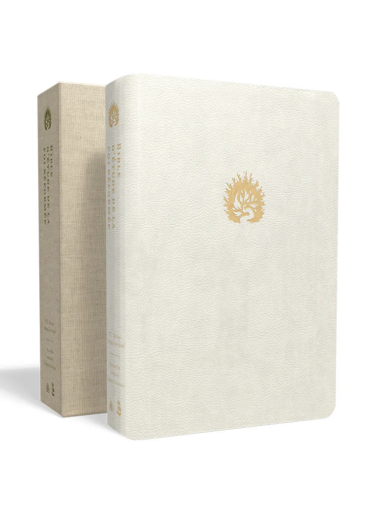 BIBLE COLOMBE ETUDE DE LA FOI REFORMEE SIMILI CUIR SOUPLE BLANCHE TANCHE OR SIGNET