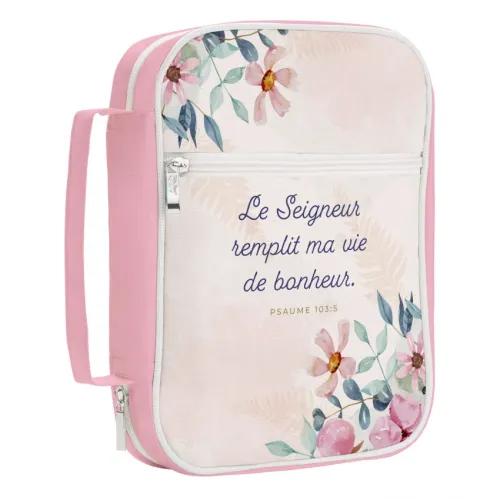 HOUSSE BIBLE LARGE "LE SEIGNEUR REMPLIT MA VIE DE BONHEUR"