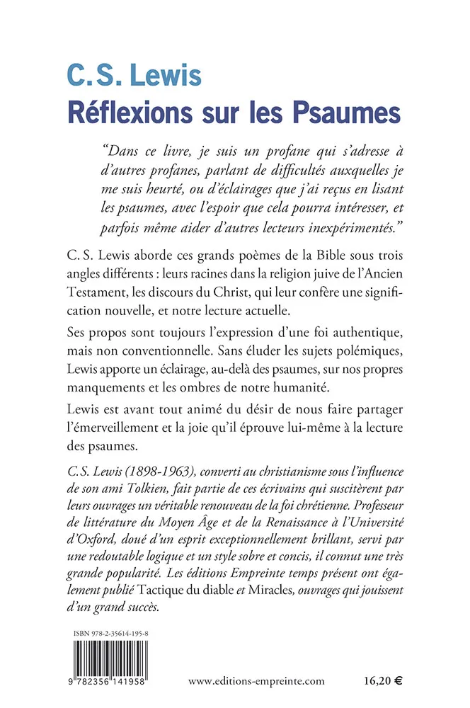 REFLEXIONS SUR LES PSAUMES - NOUVELLE EDITION