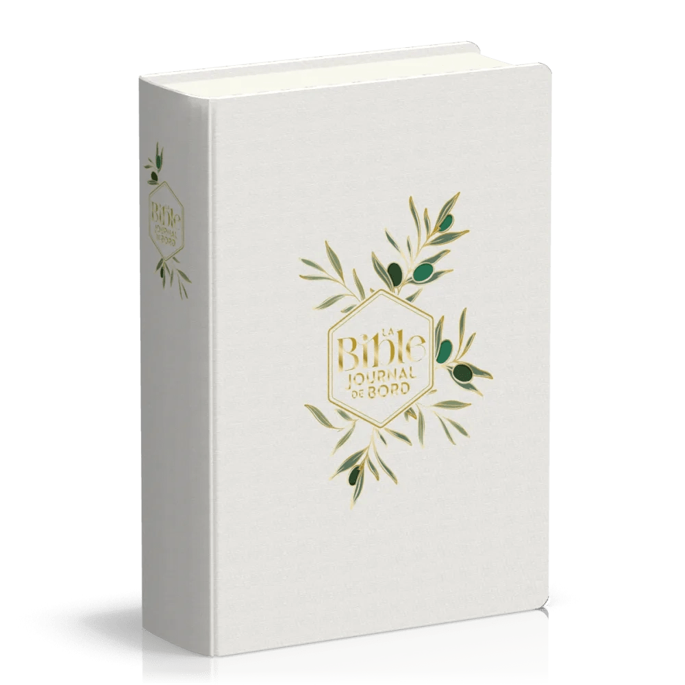 BIBLE SEGOND 21 JOURNAL DE BORD SOUPLE TOILEE BLANC MOTIFS DORES