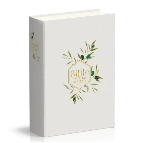 BIBLE SEGOND 21 JOURNAL DE BORD SOUPLE TOILEE BLANC MOTIFS DORES