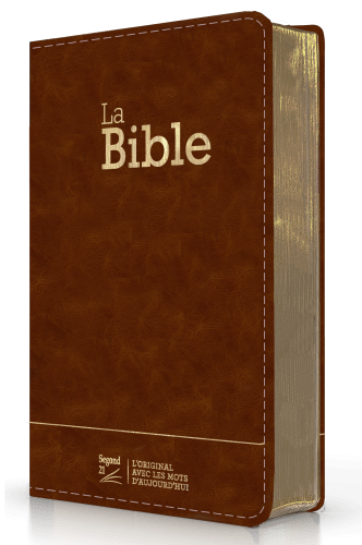 BIBLE SEGOND 21 COMPACTE "PREMIUM STYLE" SEMI-RIGIDE CUIR BRUN AVEC TRANCHES DOREES