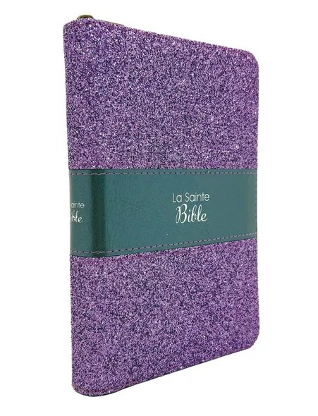 BIBLE SEGOND 1910 PAILLETEE VIOLETTE TRANCHE OR FERMETURE A GLISSIERE - SEGOND 1910