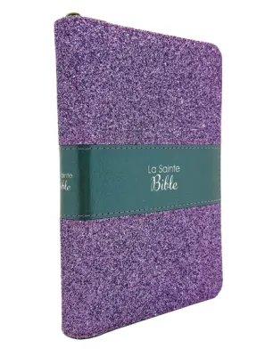 BIBLE SEGOND 1910 PAILLETEE VIOLETTE TRANCHE OR FERMETURE A GLISSIERE - SEGOND 1910