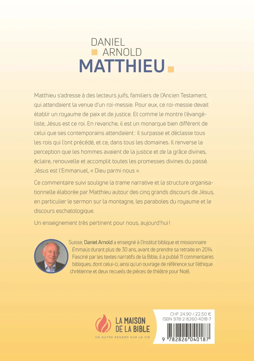 MATTHIEU : L'EVANGILE ROYALE - COMMENTAIRE BIBLIQUE