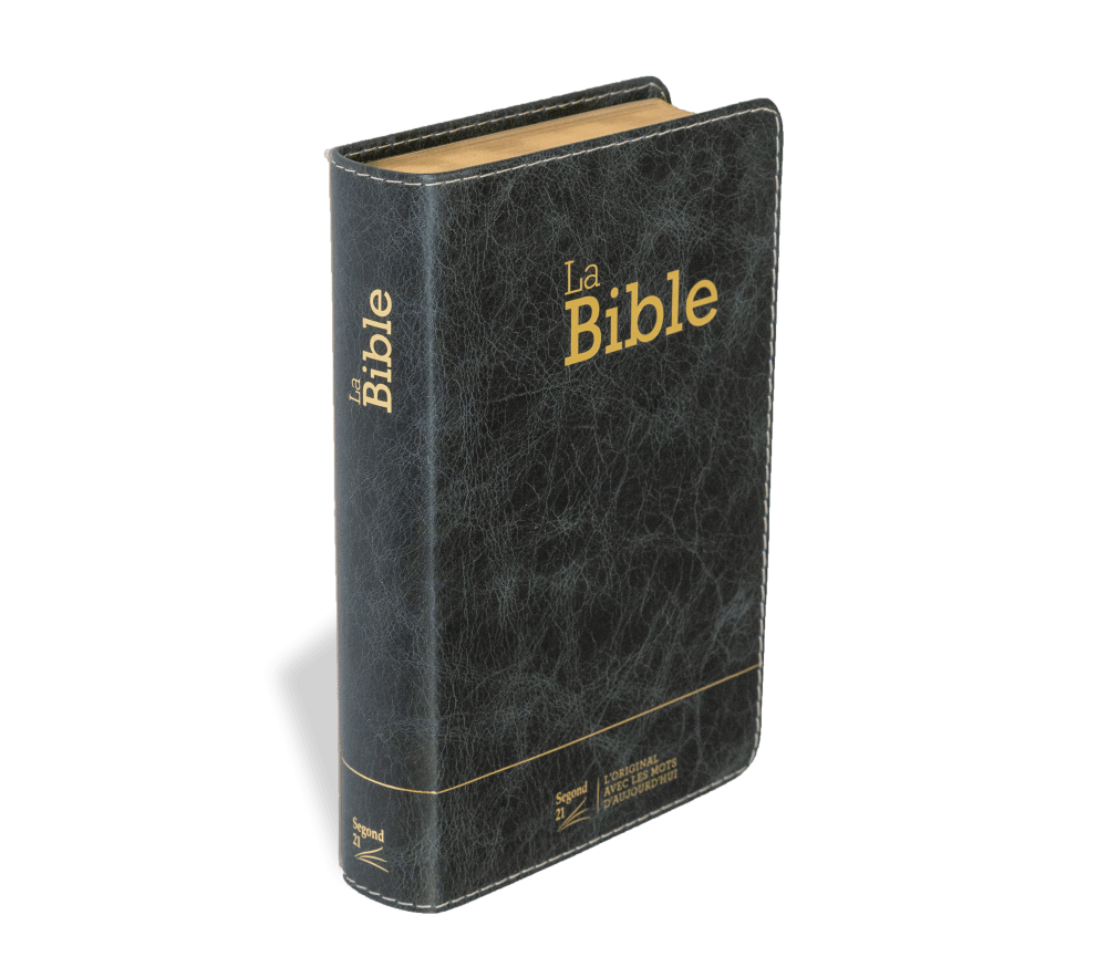 BIBLE SEGOND 21 COMPACTE "PREMIUM STYLE" SEMI-RIGIDE CUIR ANTHRACITE AVEC TRANCHES DOREES