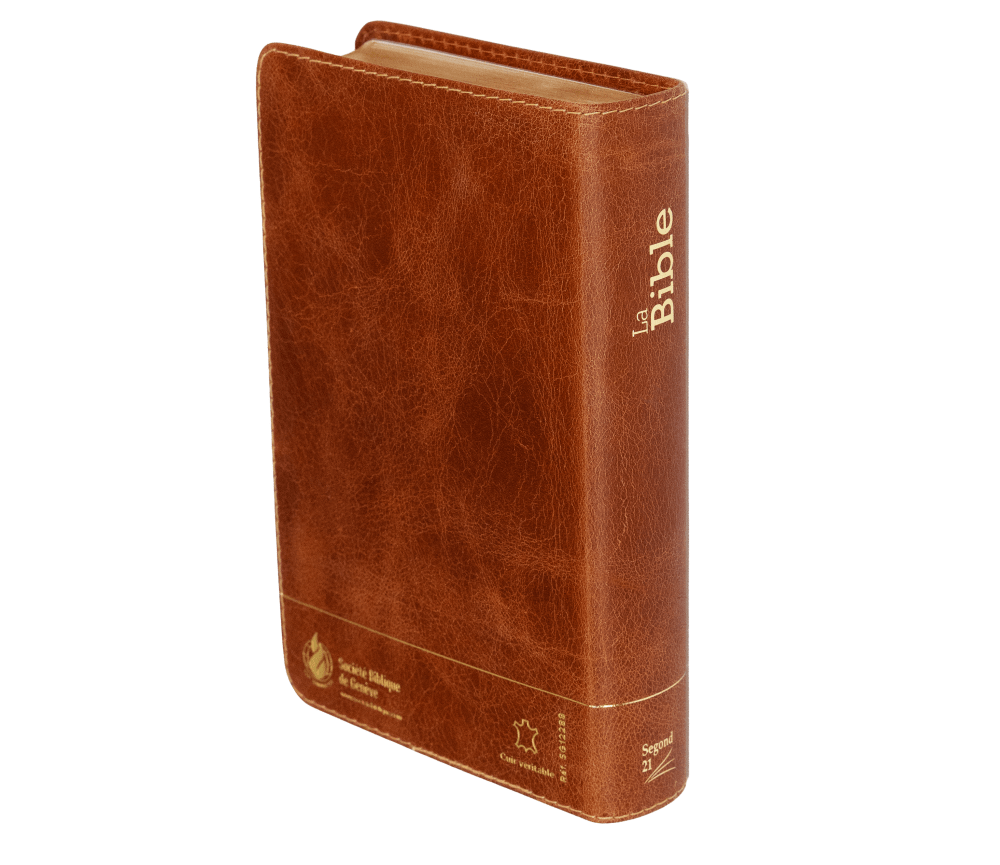 BIBLE SEGOND 21 COMPACTE "PREMIUM STYLE" SEMI-RIGIDE CUIR BRUN AVEC TRANCHES DOREES