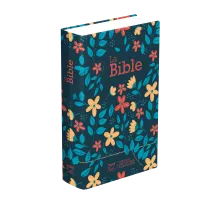 BIBLE SEGOND 21 COMPACTE "PREMIUM STYLE" RIGIDE TOILE MATELASSEE MOTIF FLEURI