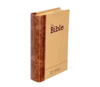 BIBLE SEGOND 21 COMPACTE "PREMIUM STYLE" DUO CUIR PRALINE CHOCOLAT - SEMI RIGIDE TRANCHES DOREES