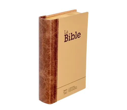 BIBLE SEGOND 21 COMPACTE "PREMIUM STYLE" DUO CUIR PRALINE CHOCOLAT - SEMI RIGIDE TRANCHES DOREES