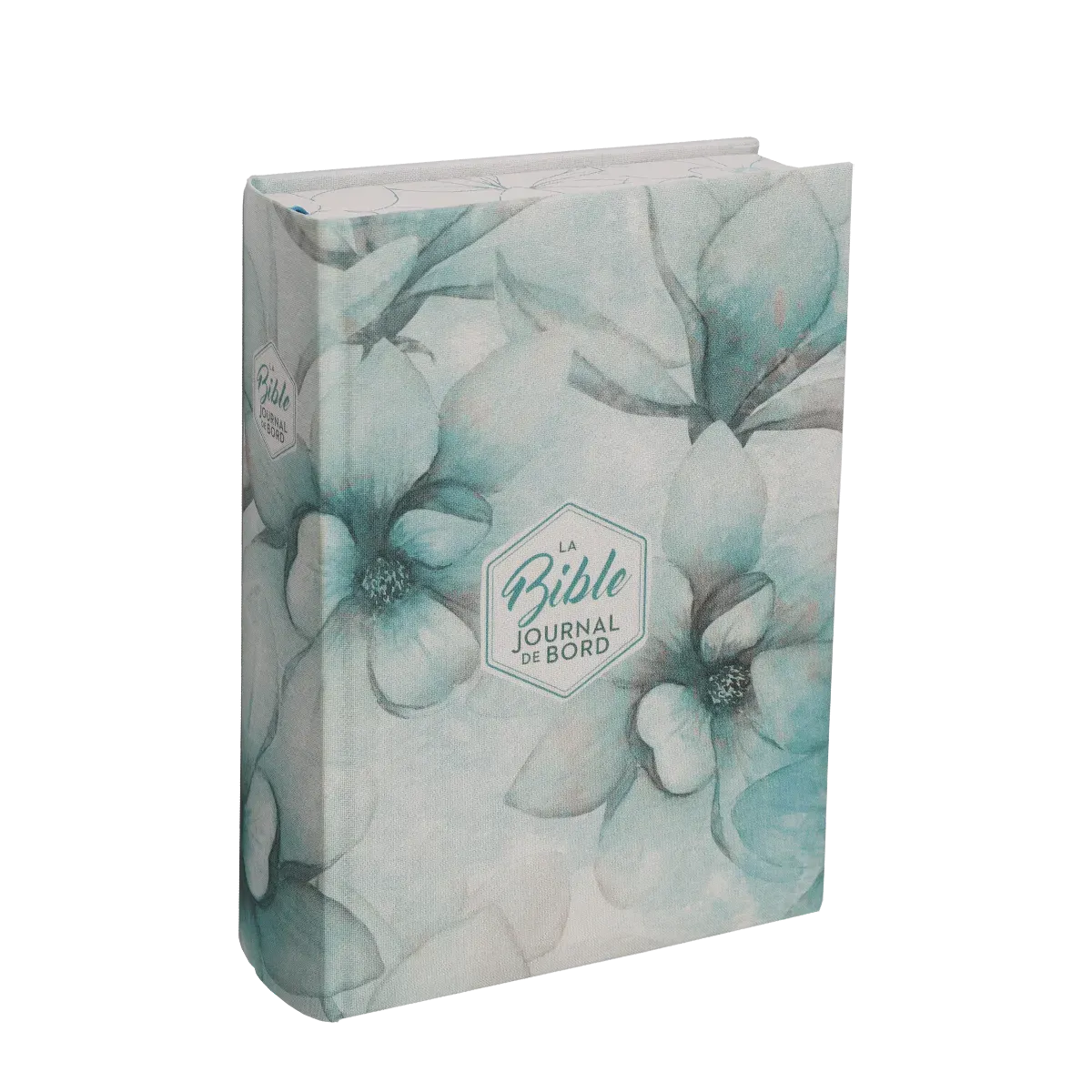 BIBLE SEGOND 21 JOURNAL DE BORD RIGIDE TOILE IMPRIMEE MOTIFS BLEU FLEURS JASPAGE TRANCHES