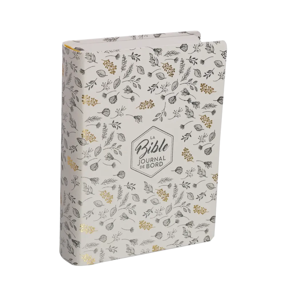 BIBLE SEGOND 21 JOURNAL DE BORD SOUPLE TOILEE BLANC MOTIFS DORES
