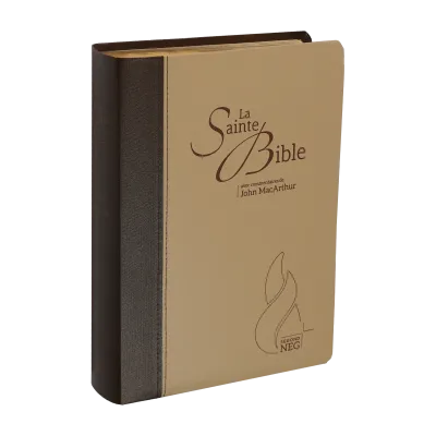 BIBLE NEG MACARTHUR SOUPLE TOILE DUO MARRON ET BEIGE TRANCHE OR ONGLETS