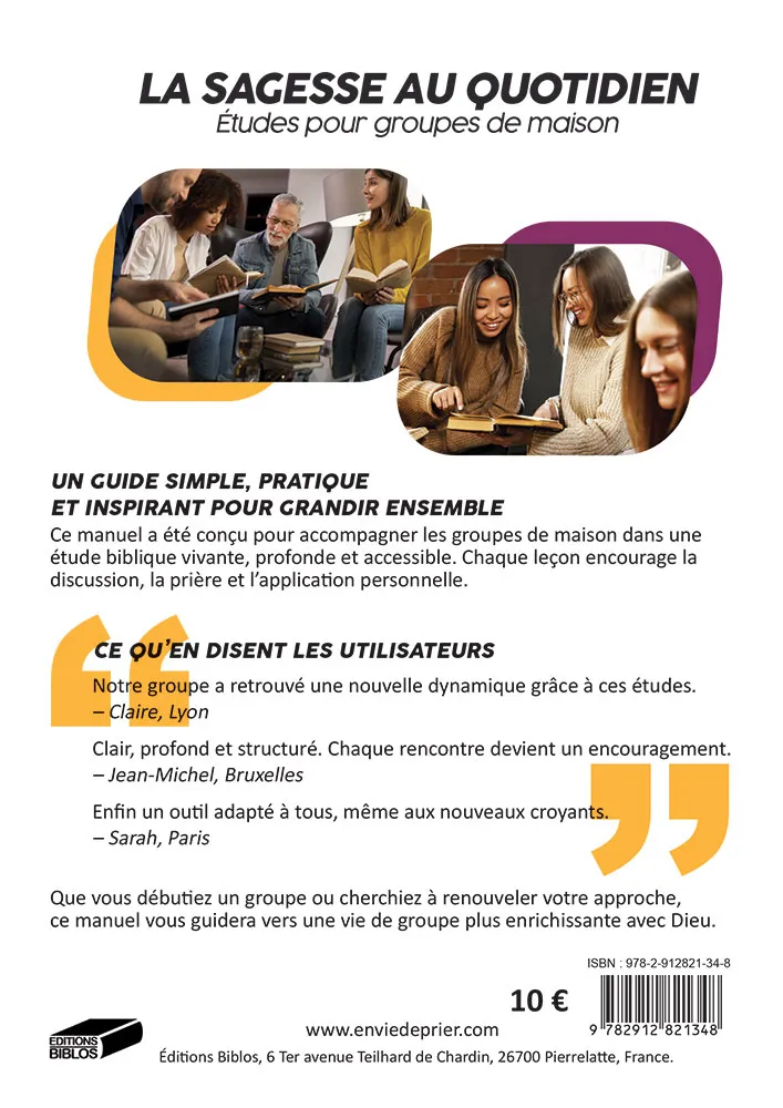 SAGESSE AU QUOTIDIEN (LA) MANUEL ANIMATEUR - ETUDES POUR GROUPES DE MAISON