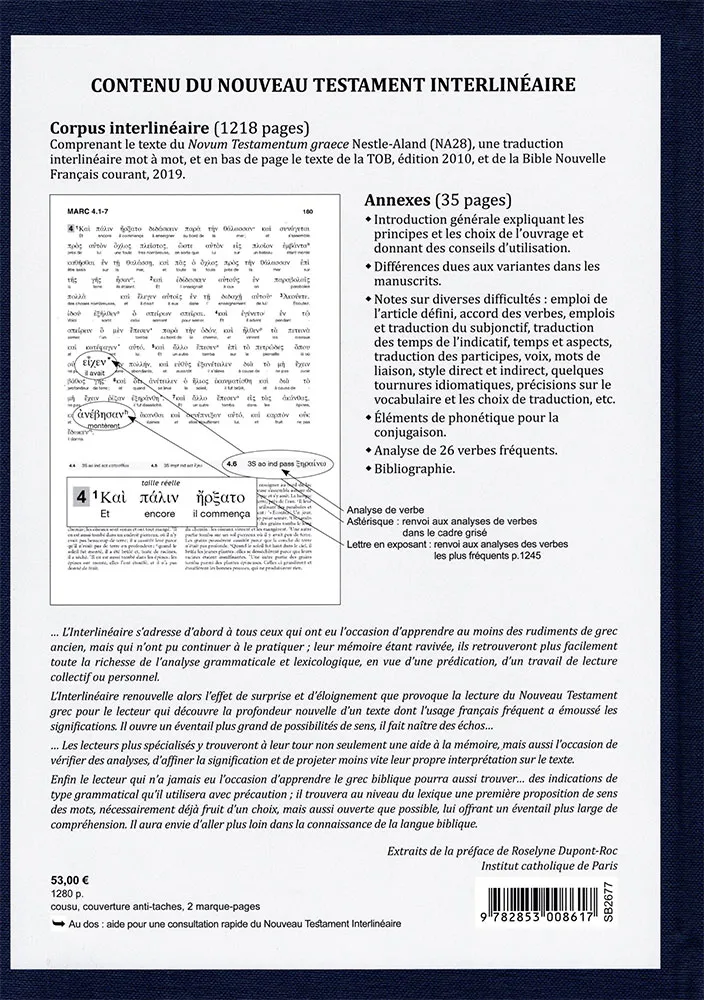 GREC-FRANCAIS NOUVEAU TESTAMENT INTERLINEAIRE GREC/NFC/TOB NOUVELLE EDITION