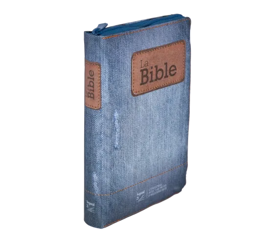 BIBLE SEGOND 21 COMPACTE "PREMIUM STYLE" TOILEE MOTIF JEAN - SOUPLE AVEC FERMETURE ECLAIRE
