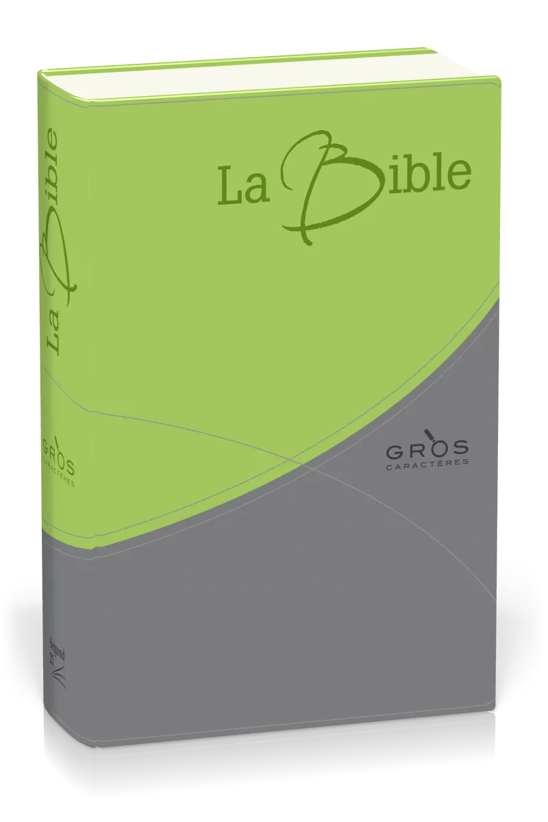 BIBLE GROS CARACTERES SEGOND 21 SOUPLE DUO VERT-GRIS SG12548