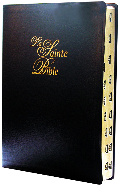 BIBLE SEGOND 1910  NOIR GROS CARACTERE CUIR TR. OR ONGLETS NOIR