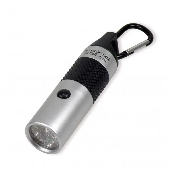 LAMPE DE POCHE LED PORTE-CLE ARGENTEE