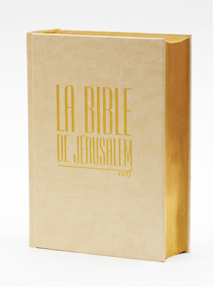 BIBLE DE JERUSALEM COMPACTE RELIEE BLANCHE TRANCHES OR