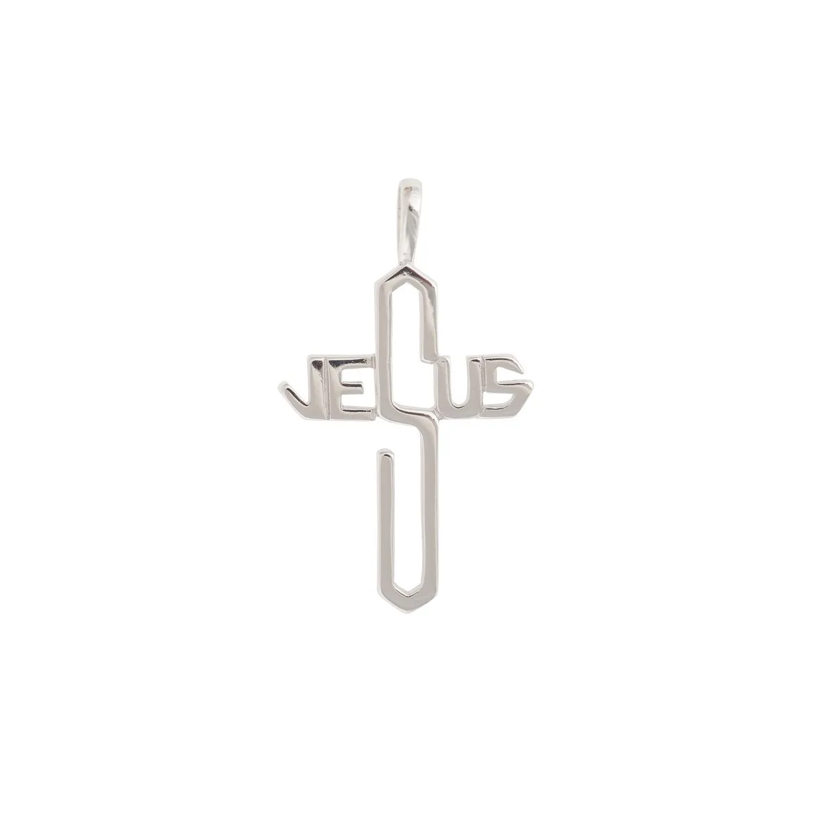 PENDENTIF JESUS EN FORME DE CROIX ARGENT