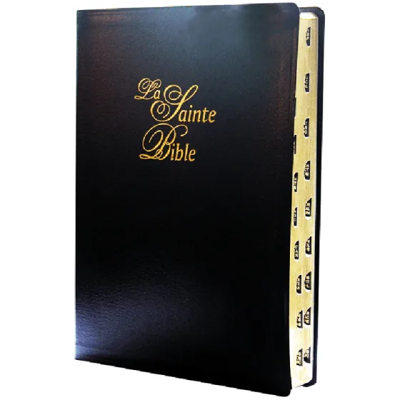 BIBLE SEGOND 1910 GROS CARACTERES CUIR TR. OR ONGLETS NOIRE MARQUES PAGES