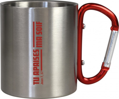 TASSE DE CAMPING AVEC MOUSQUETON ROUGE