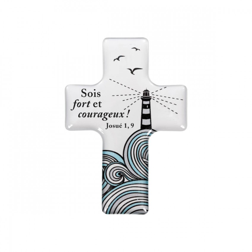 MAGNET DECORATIF CROIX "SOYEZ FORTS ET COURAGEUX"