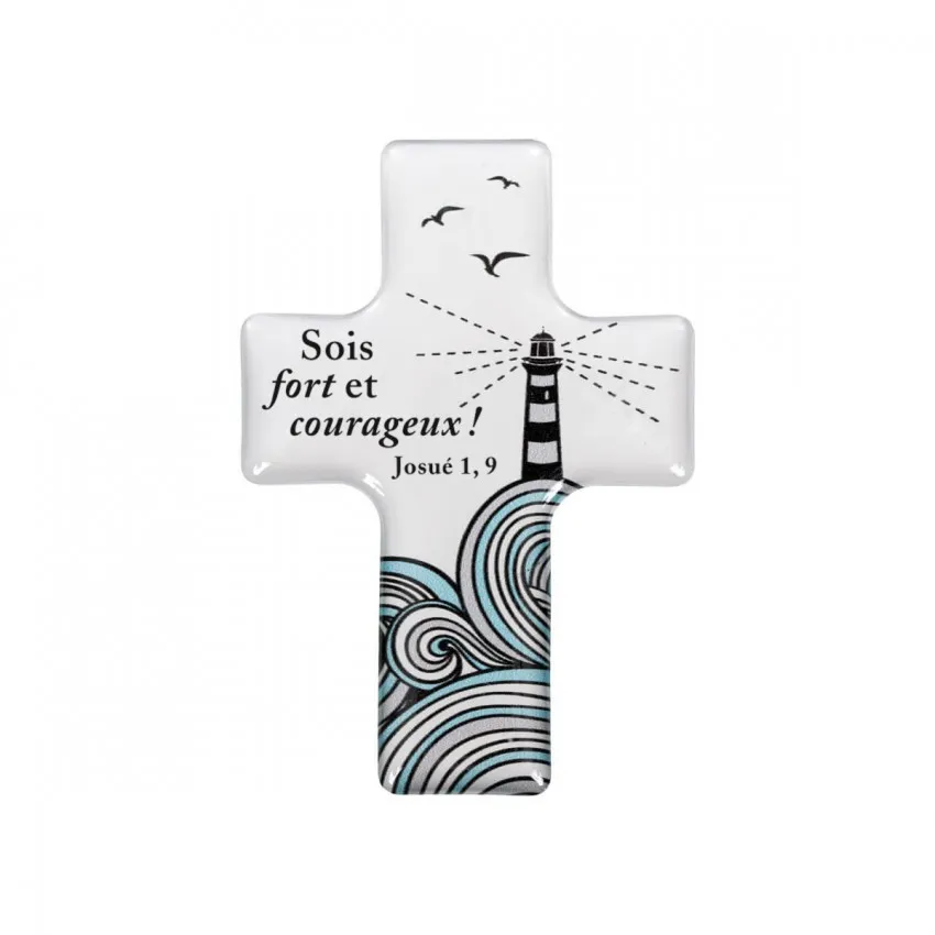 MAGNET DECORATIF CROIX "SOYEZ FORTS ET COURAGEUX"