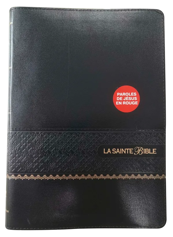 BIBLE SEGOND 1910 GROS CARACTERES SOUPLE SIMILICUIR NOIR ONGLETS PAROLES DE JESUS EN ROUGE