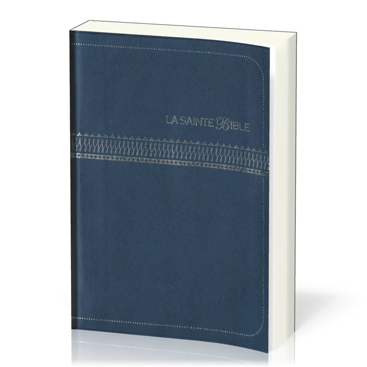BIBLE SEGOND 1910 VINYLE BLEU MARINE EMBOSSAGE ARGENT