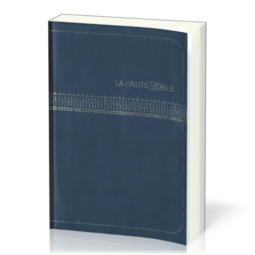 BIBLE SEGOND 1910 VINYLE BLEU MARINE EMBOSSAGE ARGENT