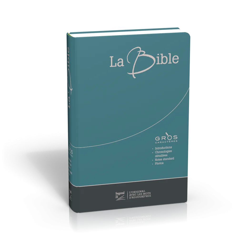 BIBLE SEGOND 21 GROS CARACTERES DUO BLEU/GRIS SEMI-RIGIDE TOILE