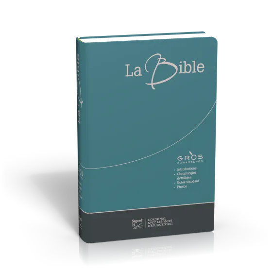 BIBLE SEGOND 21 GROS CARACTERES DUO BLEU/GRIS SEMI-RIGIDE TOILE