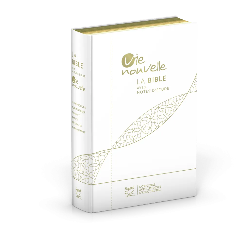 BIBLE SEGOND 21 VIE NOUVELLE SOUPLE TOILE BLANCHE TRANCHES OR