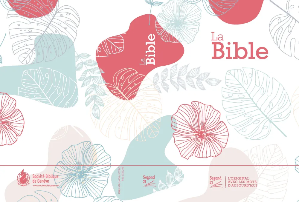 BIBLE SEGOND 21 COMPACTE "PREMIUM STYLE" TOILEE MOTIF FLEURI - SOUPLE AVEC FERMETURE ECLAIRE