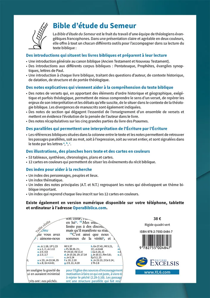 BIBLE ETUDE SEMEUR 2015 RIGIDE VERTE OLIVIER TRANCHES BLANCHES