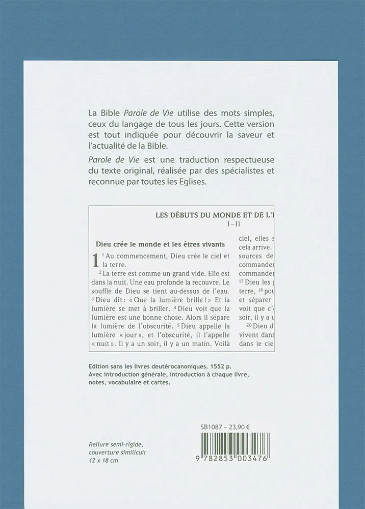 BIBLE PAROLE DE VIE PROTESTANTE MINI - CUIR NOIR FERM. ECLAIR TR. OR