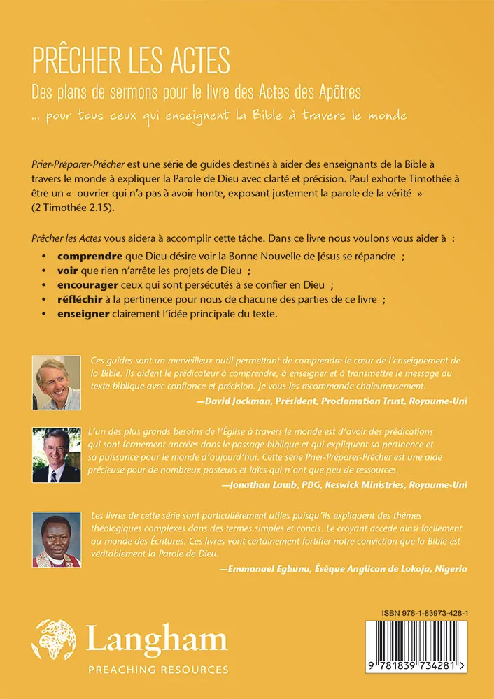 PRECHER LES ACTES - DES PLANS DE SERMONS POUR LE LIVRE DES ACTESDES APOTRES